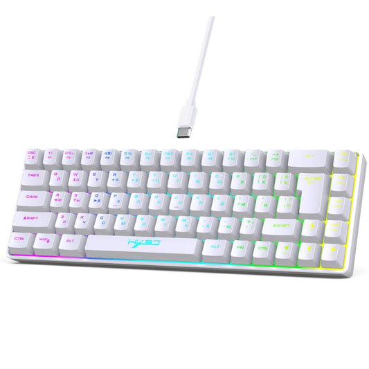 HXSJ V200 Russian Version Wired RGB Backlit Mechanical Keyboard 68 Key Caps, Cable Length: 1.7m(White) - Wired Keyboard by HXSJ | Online Shopping UK | buy2fix