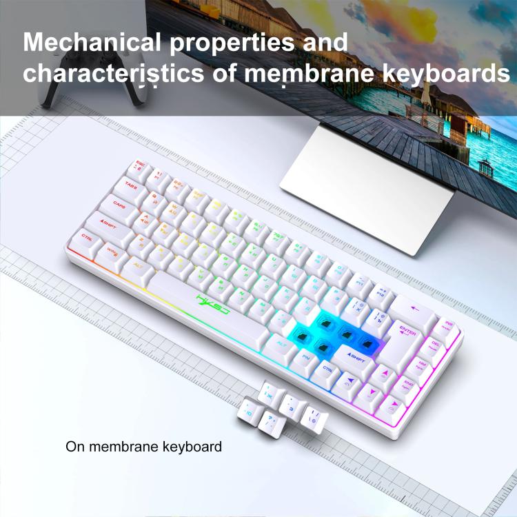 HXSJ V200 Russian Version Wired RGB Backlit Mechanical Keyboard 68 Key Caps, Cable Length: 1.7m(White) - Wired Keyboard by HXSJ | Online Shopping UK | buy2fix