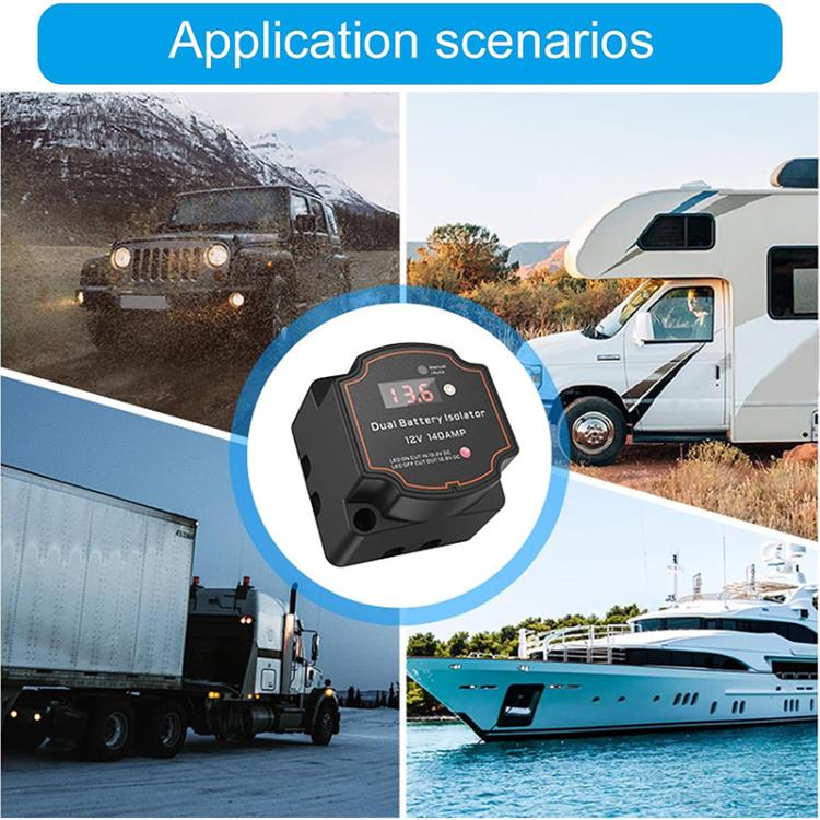 IP68 12V 140A Car Smart Dual Battery Isolation Controller with Digital Display Voltmeter, Type:7m Set - Relays by buy2fix | Online Shopping UK | buy2fix