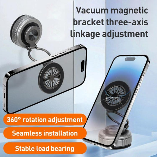 G511 Three-axis Folding Vacuum Adsorption Magnetic Car Phone Holder(Silver) - Universal Car Holders by buy2fix | Online Shopping UK | buy2fix