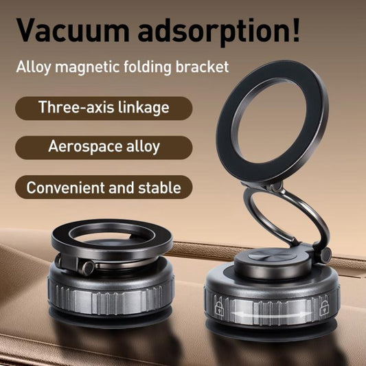 G512 Three-axis Folding Vacuum Adsorption Magnetic Car Phone Holder(Gun Metal) - Universal Car Holders by buy2fix | Online Shopping UK | buy2fix
