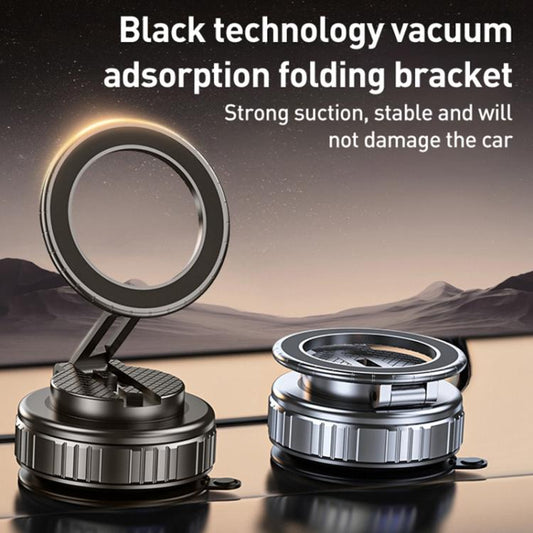 G712 Three-axis Folding Vacuum Adsorption Magnetic Car Phone Holder(Black) - Universal Car Holders by buy2fix | Online Shopping UK | buy2fix
