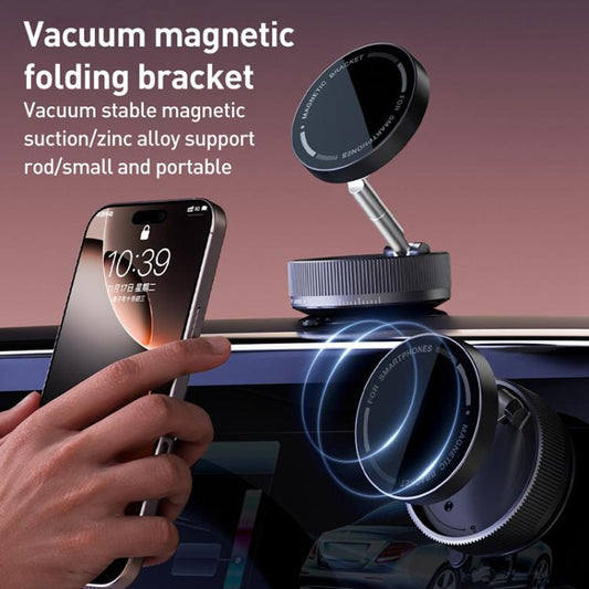 K10A Three-axis Folding Vacuum Adsorption Magnetic Car Phone Holder(Black) - Universal Car Holders by buy2fix | Online Shopping UK | buy2fix