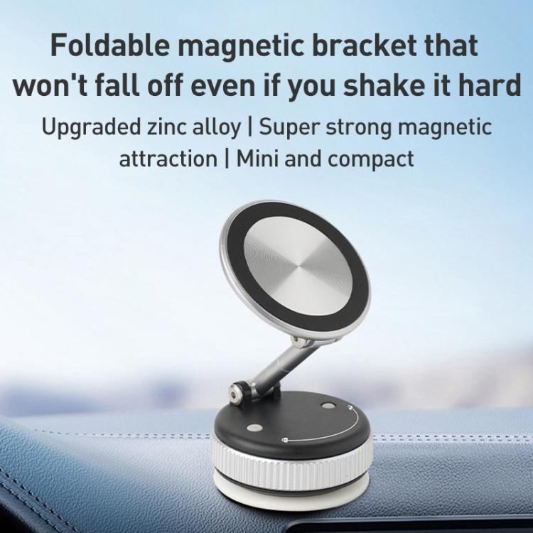 XZK103 Folding Vacuum Adsorption Magnetic Car Phone Holder(Gun Metal) - Universal Car Holders by buy2fix | Online Shopping UK | buy2fix