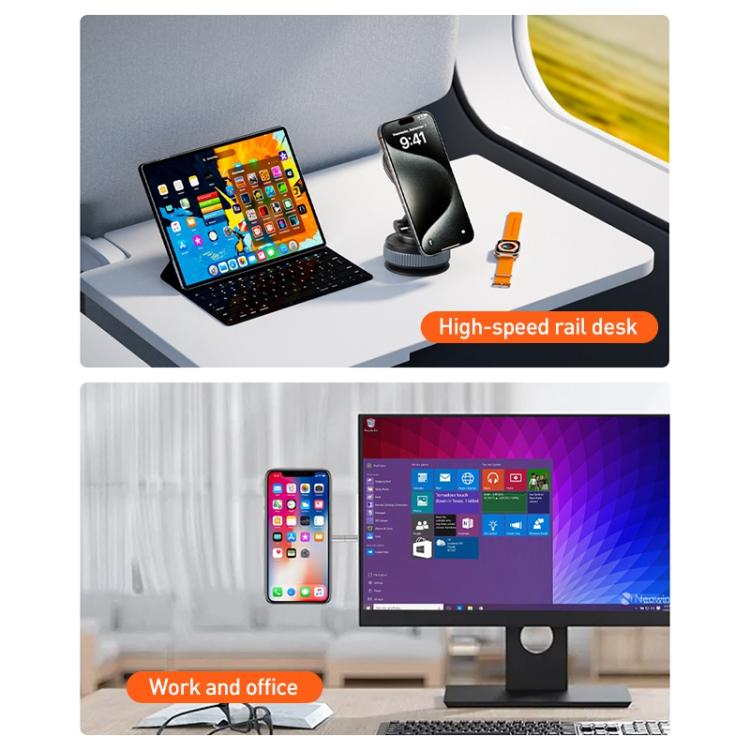 XZK104 2nd Generation Vacuum Adsorption Magnetic Folding Car Phone Holder(Gun Metal D Type) - Universal Car Holders by buy2fix | Online Shopping UK | buy2fix