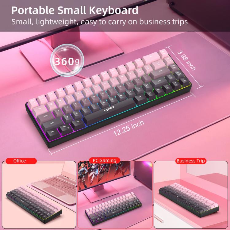 HXSJ V200 Gradient Color 68-key RGB Backlight Wired Membrane Keyboard(Pink) - Wired Keyboard by HXSJ | Online Shopping UK | buy2fix