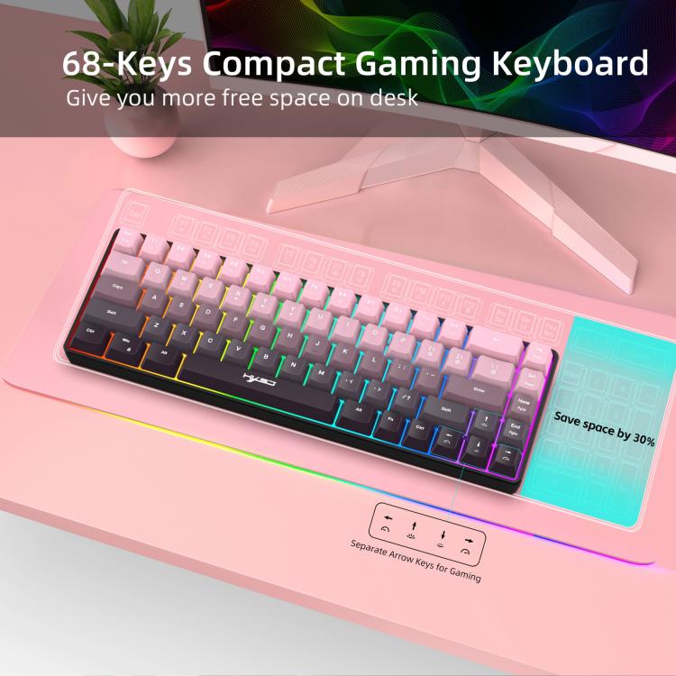 HXSJ V200 Gradient Color 68-key RGB Backlight Wired Membrane Keyboard(Black) - Wired Keyboard by HXSJ | Online Shopping UK | buy2fix