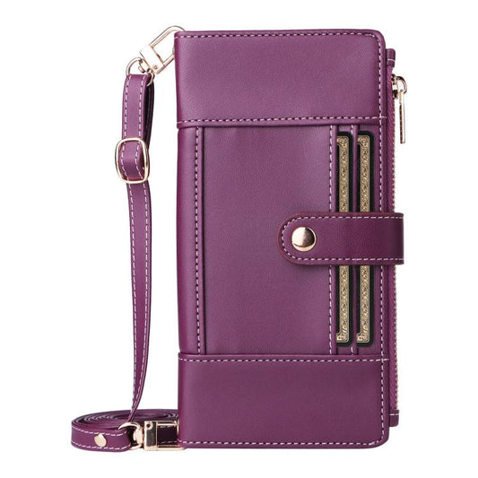 For Google Pixel 10 / 10 Pro Crossbody Strap RFID Blocking Zipper Wallet Leather Phone Case(Purple) - Google Cases by buy2fix | Online Shopping UK | buy2fix