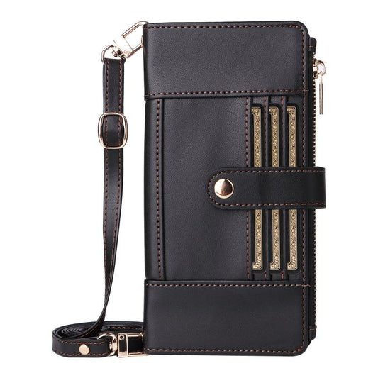 For Google Pixel 10 Pro XL Crossbody Strap RFID Blocking Zipper Wallet Leather Phone Case(Black) - Google Cases by buy2fix | Online Shopping UK | buy2fix