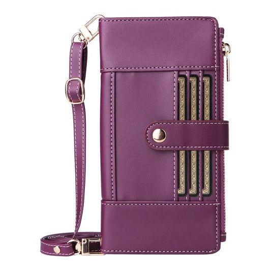 For Google Pixel 10 Pro XL Crossbody Strap RFID Blocking Zipper Wallet Leather Phone Case(Purple) - Google Cases by buy2fix | Online Shopping UK | buy2fix