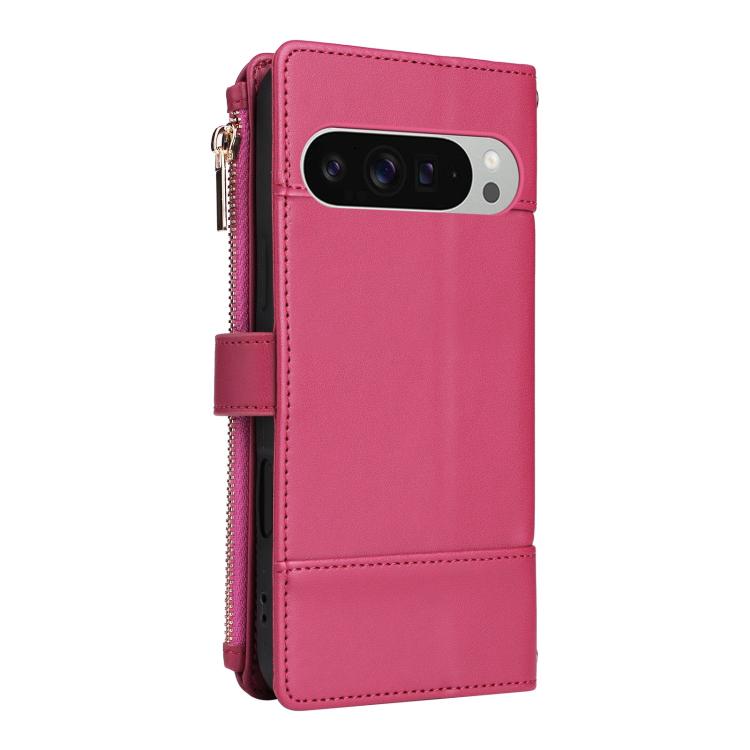 For Google Pixel 10 Pro XL Crossbody Strap RFID Blocking Zipper Wallet Leather Phone Case(Red) - Google Cases by buy2fix | Online Shopping UK | buy2fix