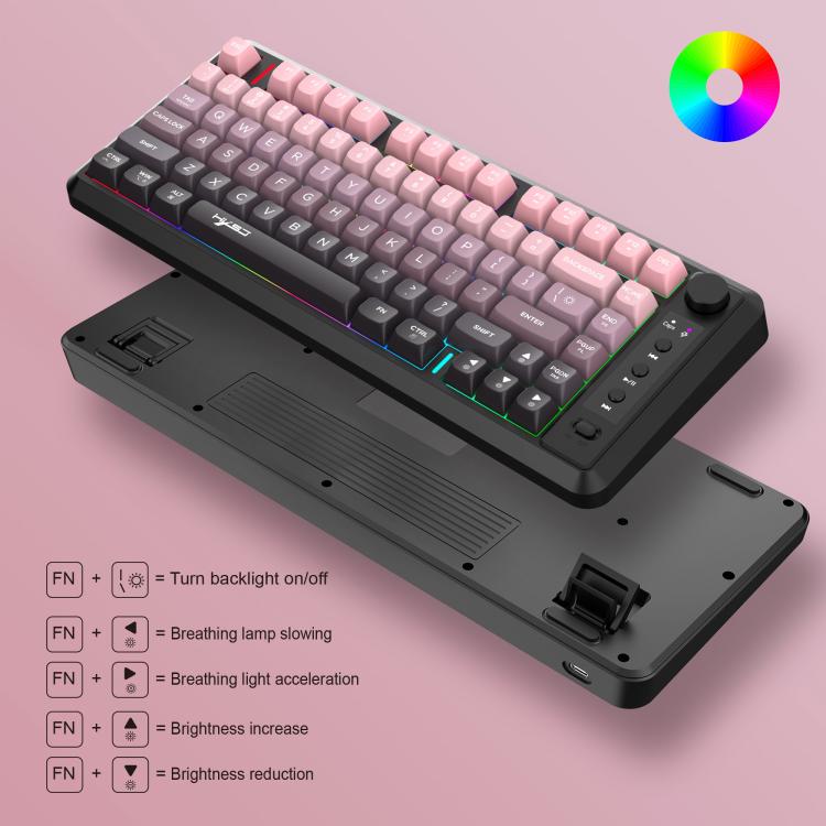 HXSJ L400 Three-mode Wireless RGB Light Thin Film 81 Keys Keyboard(Black White Blue) - Wireless Keyboard by HXSJ | Online Shopping UK | buy2fix