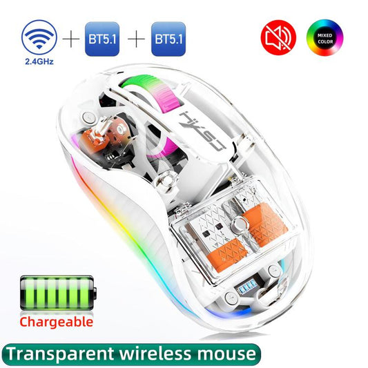 HXSJ M333 Three Modes Transparent Wireless Mouse(White) - Wireless Mice by HXSJ | Online Shopping UK | buy2fix