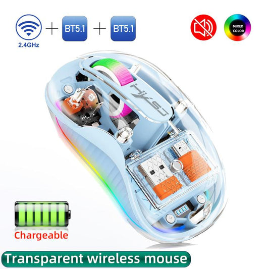 HXSJ M333 Three Modes Transparent Wireless Mouse(Blue) - Wireless Mice by HXSJ | Online Shopping UK | buy2fix