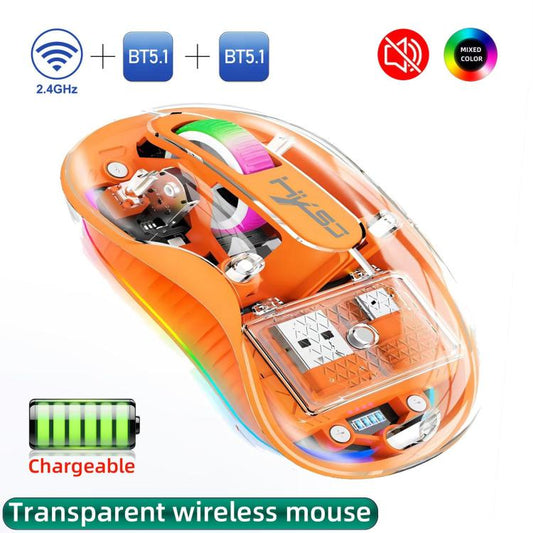 HXSJ M333 Three Modes Transparent Wireless Mouse(Orange) - Wireless Mice by HXSJ | Online Shopping UK | buy2fix
