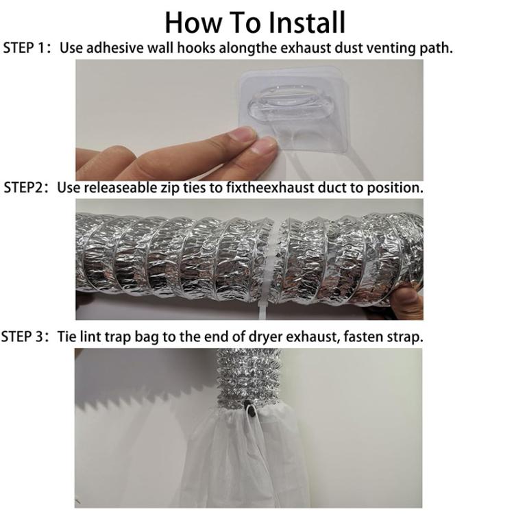 3pcs/Pack Dryer Vent Lint Trap Dryer Vent Duct Lint Bag(White) - Dryer Parts by buy2fix | Online Shopping UK | buy2fix