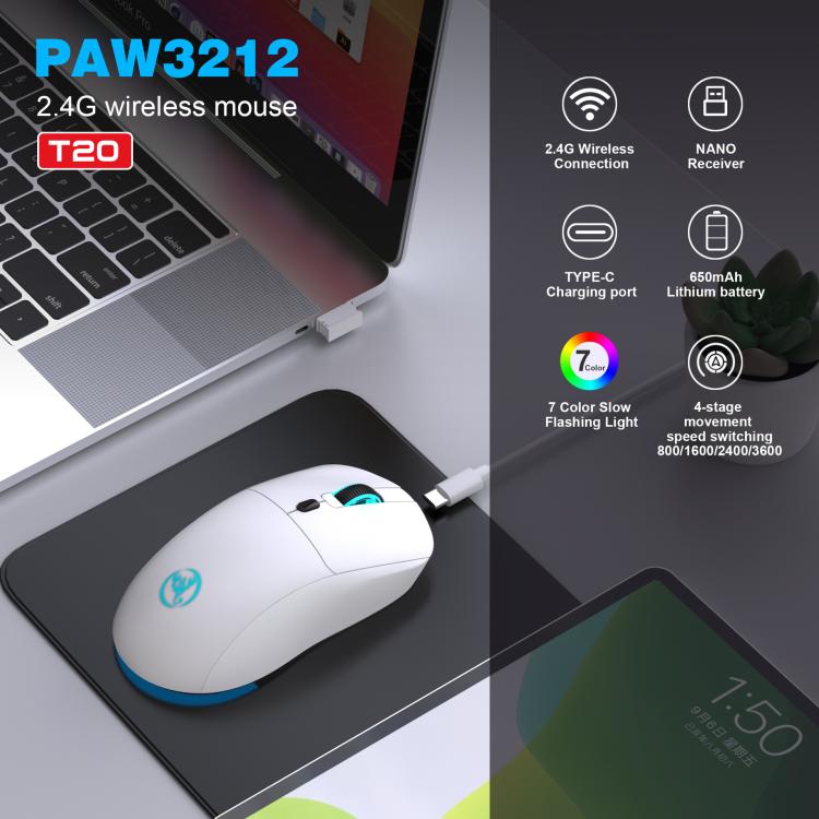HXSJ T20 2.4GHz Rechargeable Wireless Mouse(Black) - Wireless Mice by HXSJ | Online Shopping UK | buy2fix