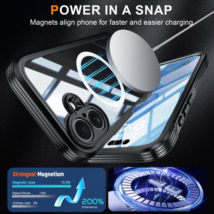 For iPhone 17 Life Waterproof MagSafe Magnetic Rugged Phone Case(Black) - iPhone 17 Cases by buy2fix | Online Shopping UK | buy2fix