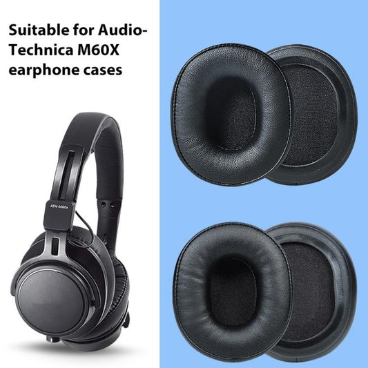 2pcs Sponge Earmuffs Replacement Earpads For Audio Technica ATH-M60X, Model:Black Lambskin - Earmuff & Pad by buy2fix | Online Shopping UK | buy2fix