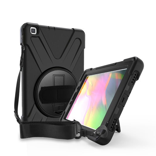 For Samsung Tab A 8.0(2019) T290 / T295 Shockproof Colorful Silicone + PC Protective Case with Holder & Hand Grip Strap(Black) - Other Galaxy Tab PC by buy2fix | Online Shopping UK | buy2fix