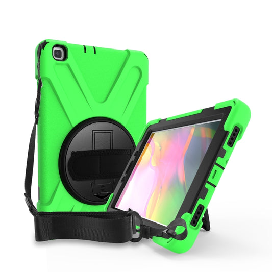 For Samsung Tab A 8.0(2019) T290 / T295 Shockproof Colorful Silicone + PC Protective Case with Holder & Hand Grip Strap(Green) - Other Galaxy Tab PC by buy2fix | Online Shopping UK | buy2fix