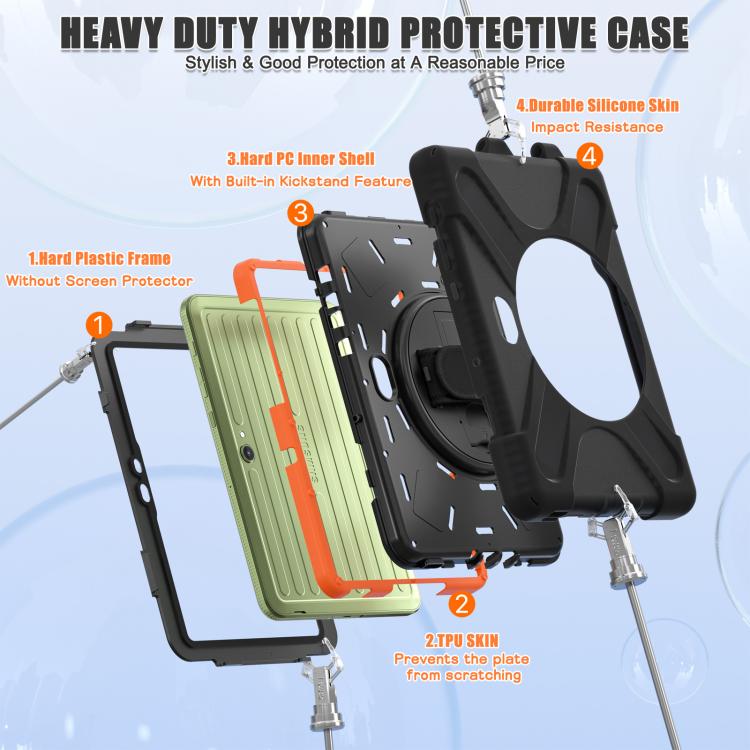 For Samsung Galaxy Tab Active Pro 10.1 inch 2019 / Tab Active4 Pro 2022 / Active 5 Pro 2025 Shockproof Colorful Silicone + PC Protective Case with Holder & Hand Grip Strap(Black) - Other Galaxy Tab PC by buy2fix | Online Shopping UK | buy2fix