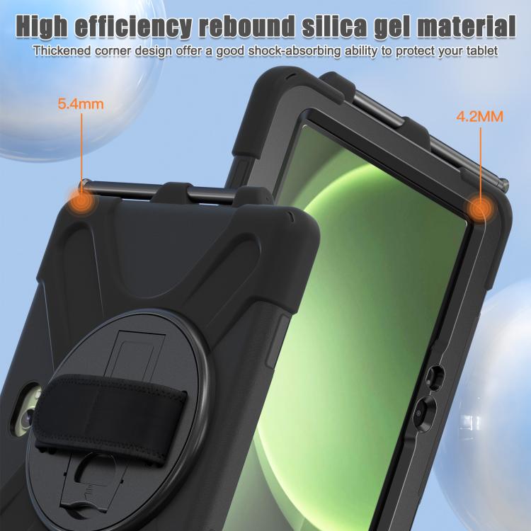 For Samsung Galaxy Tab Active Pro 10.1 inch 2019 / Tab Active4 Pro 2022 / Active 5 Pro 2025 Shockproof Colorful Silicone + PC Protective Case with Holder & Hand Grip Strap(Black) - Other Galaxy Tab PC by buy2fix | Online Shopping UK | buy2fix