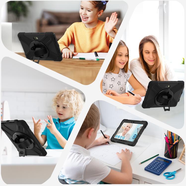 For Samsung Galaxy Tab Active Pro 10.1 inch 2019 / Tab Active4 Pro 2022 / Active 5 Pro 2025 Shockproof Colorful Silicone + PC Protective Case with Holder & Hand Grip Strap(Black) - Other Galaxy Tab PC by buy2fix | Online Shopping UK | buy2fix