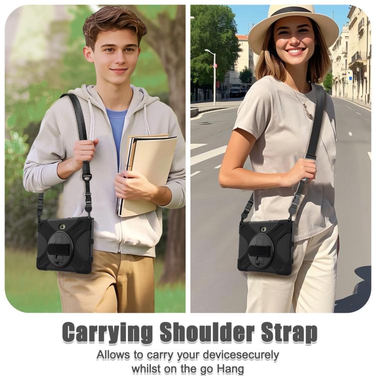 For Samsung Galaxy Tab Active Pro 10.1 inch 2019 / Tab Active4 Pro 2022 / Active 5 Pro 2025 Shockproof Colorful Silicone + PC Protective Case with Holder & Hand Grip Strap(Black) - Other Galaxy Tab PC by buy2fix | Online Shopping UK | buy2fix