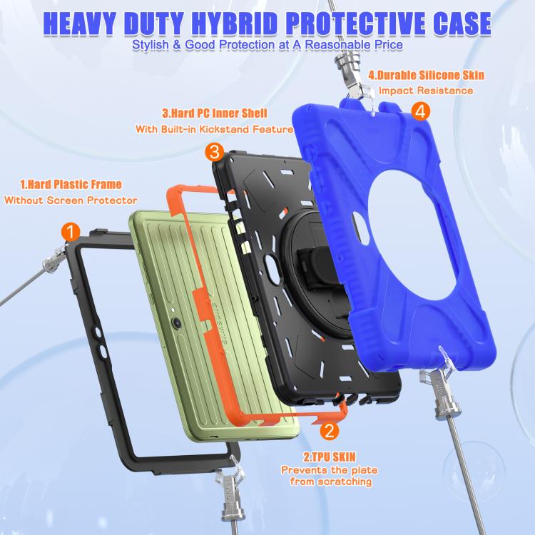 For Samsung Galaxy Tab Active Pro 10.1 inch 2019 / Tab Active4 Pro 2022 / Active 5 Pro 2025 Shockproof Colorful Silicone + PC Protective Case with Holder & Hand Grip Strap(Blue) - Other Galaxy Tab PC by buy2fix | Online Shopping UK | buy2fix