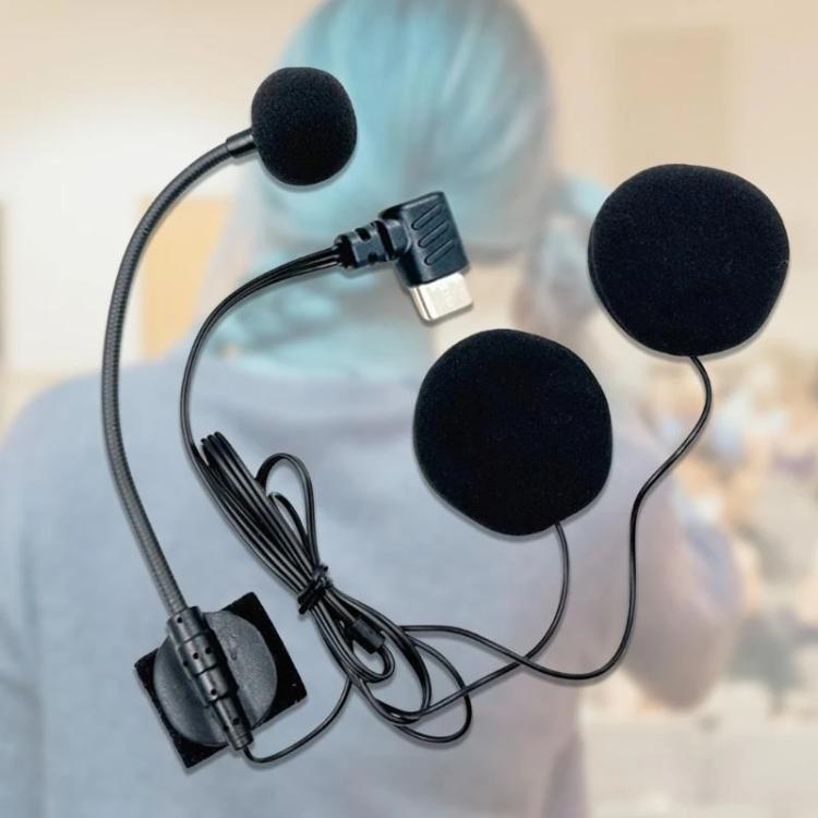 Type-C Elbow Motorcycle Half Helmet Intercom Headset Microphone(Black) - Motorcycle Walkie Talkie by buy2fix | Online Shopping UK | buy2fix