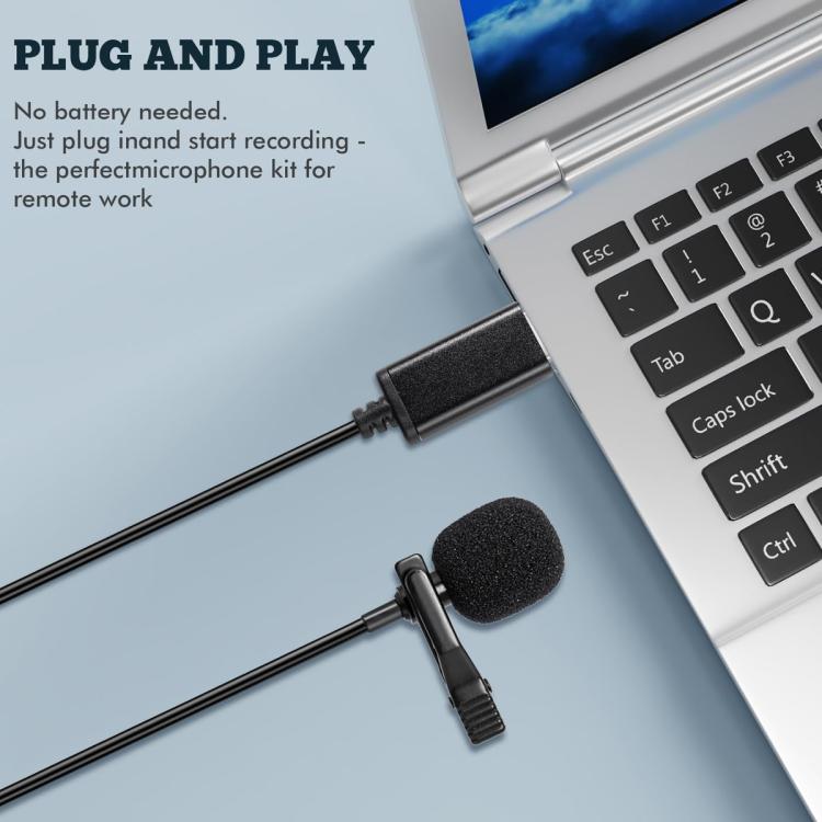 USB Interface Lavalier Microphone for Laptop Live Conference Recording, Length:2m - Microphone by buy2fix | Online Shopping UK | buy2fix