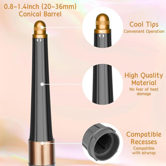 Long Conical Curling Iron Accessories For Dyson Airwrap HS01/ HS05 / HS08(Gold) - For Dyson Accessories by buy2fix | Online Shopping UK | buy2fix