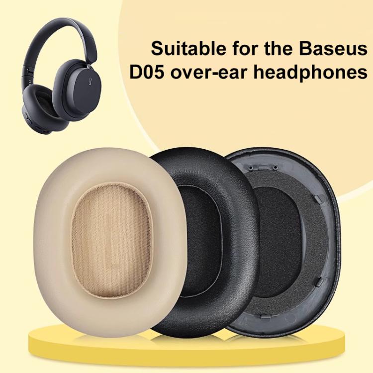1 Pair Protein Leather Replacement Earpads For Baseus D05(Apricot) - Earmuff & Pad by buy2fix | Online Shopping UK | buy2fix