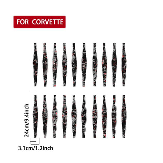 20pcs/Set Forged Gold Foil Carbon Fiber Car Wheels Decorative Sticker for Chevrolet Corvette C8 2020-, Left and Right Driver(Red) - Car Interior Mouldings by buy2fix | Online Shopping UK | buy2fix