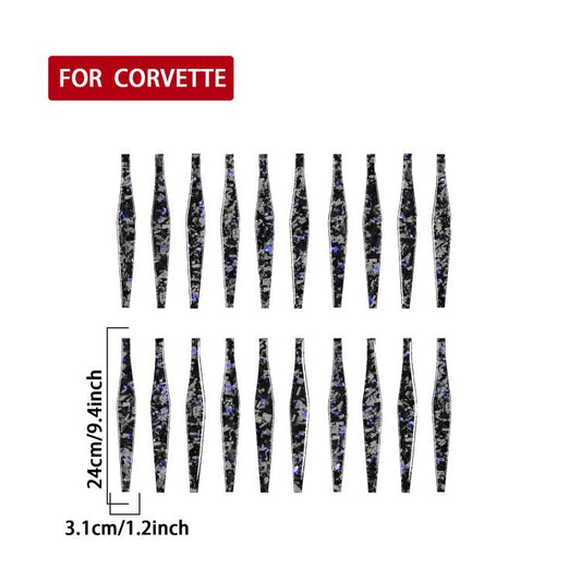 20pcs/Set Forged Gold Foil Carbon Fiber Car Wheels Decorative Sticker for Chevrolet Corvette C8 2020-, Left and Right Driver(Blue) - Car Interior Mouldings by buy2fix | Online Shopping UK | buy2fix