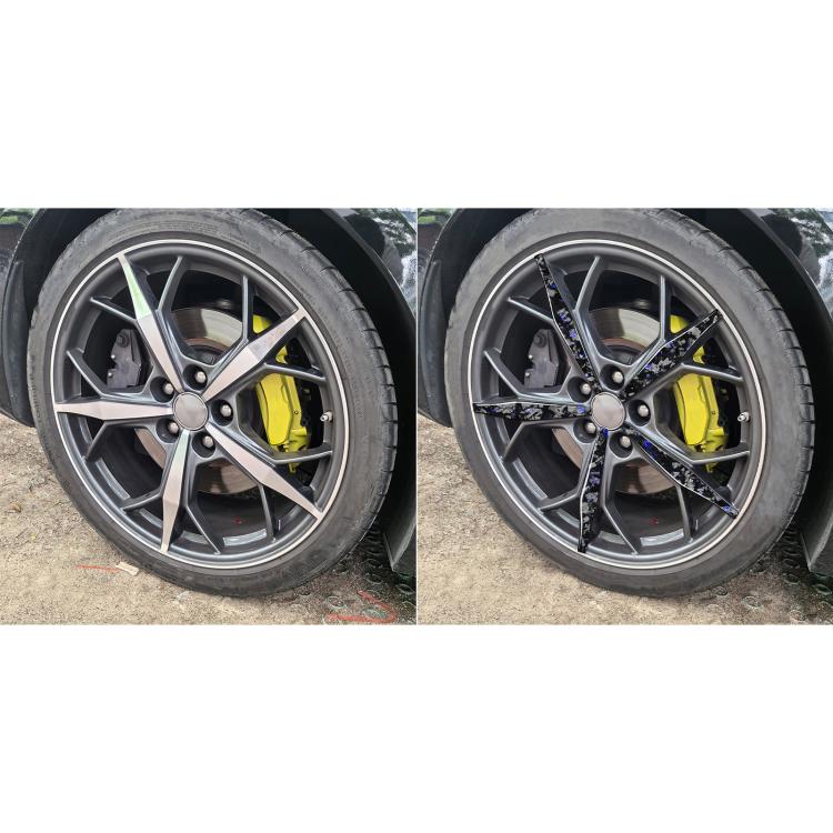 20pcs/Set Forged Gold Foil Carbon Fiber Car Wheels Decorative Sticker for Chevrolet Corvette C8 2020-, Left and Right Driver(Blue) - Car Interior Mouldings by buy2fix | Online Shopping UK | buy2fix