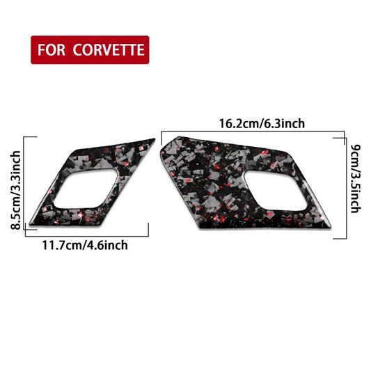 2pcs/Set Forged Gold Foil Carbon Fiber Car Door Radar Decorative Sticker for Chevrolet Corvette C8 2020-, Left and Right Driver(Red) - Car Interior Mouldings by buy2fix | Online Shopping UK | buy2fix