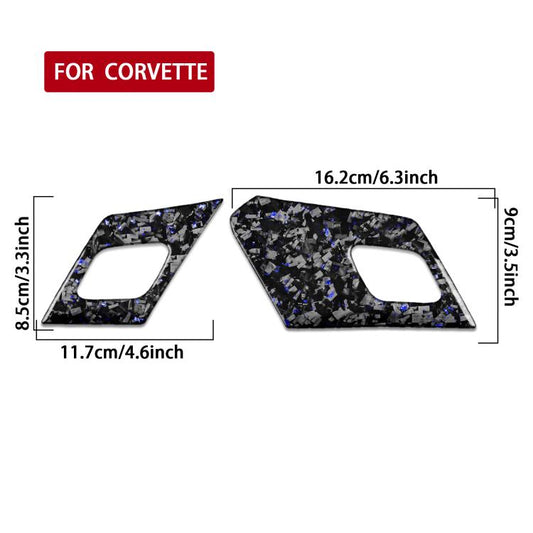 2pcs/Set Forged Gold Foil Carbon Fiber Car Door Radar Decorative Sticker for Chevrolet Corvette C8 2020-, Left and Right Driver(Blue) - Car Interior Mouldings by buy2fix | Online Shopping UK | buy2fix