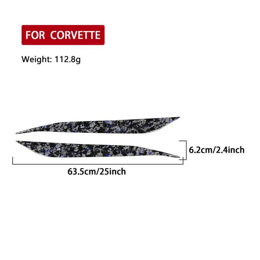 2pcs/Set Forged Gold Foil Carbon Fiber Car Light Eyebrow Decorative Sticker for Chevrolet Corvette C8 2020-, Left and Right Driver(Blue) - Car Interior Mouldings by buy2fix | Online Shopping UK | buy2fix