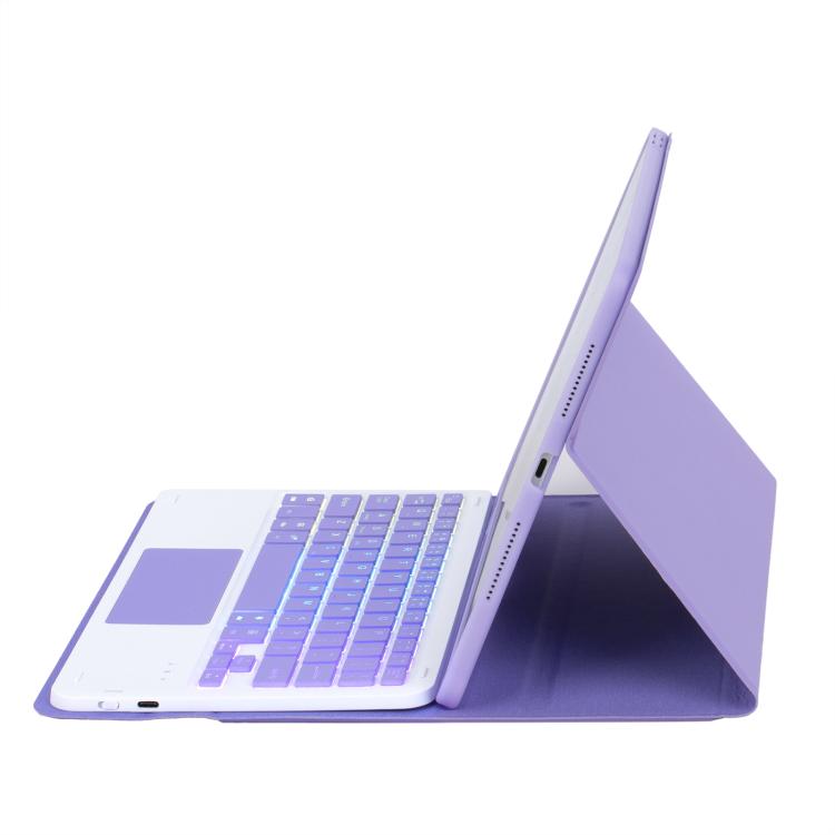 For iPad 10.2 2021 / 2019 / Air 2019 A102B-AS Backlight Bluetooth Touch Keyboard Leather Tablet Case with Pen Slot(Purple) - For iPad Pro by buy2fix | Online Shopping UK | buy2fix