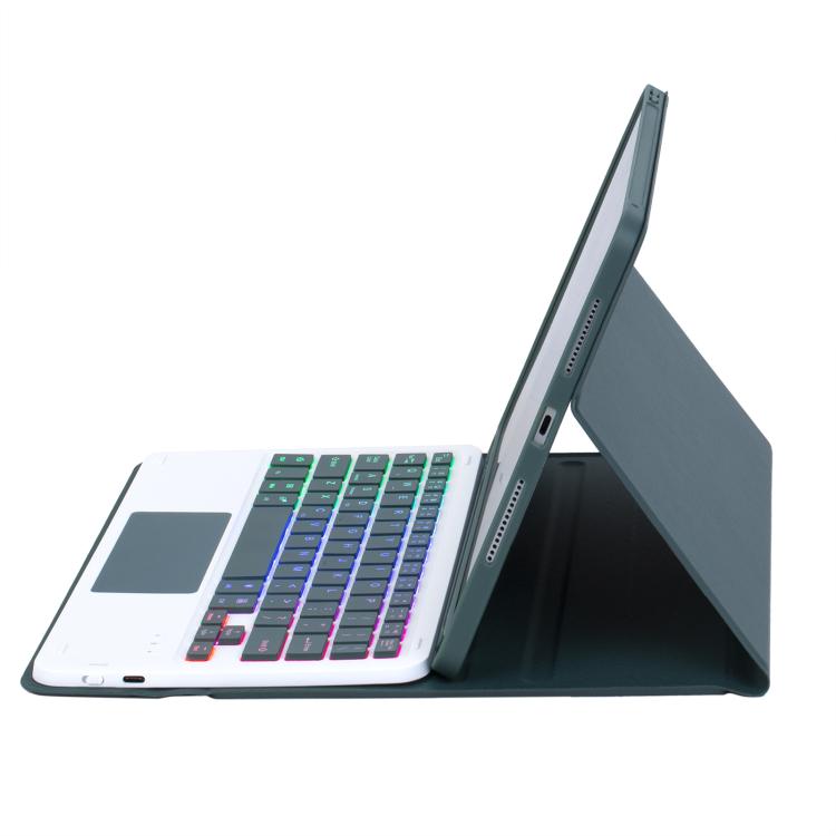 For iPad 10.2 2021 / 2019 / Air 2019 A102B-AS Backlight Bluetooth Touch Keyboard Leather Tablet Case with Pen Slot(Dark Green) - For iPad Pro by buy2fix | Online Shopping UK | buy2fix