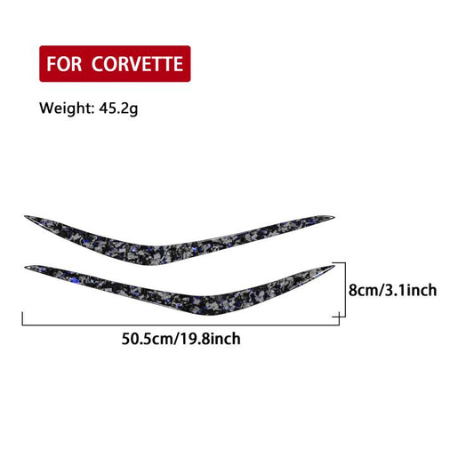 2pcs/Set Forged Gold Foil Carbon Fiber Car Bumper Corner Decorative Sticker for Chevrolet Corvette C8 2020-, Left and Right Driver(Blue) - Car Interior Mouldings by buy2fix | Online Shopping UK | buy2fix