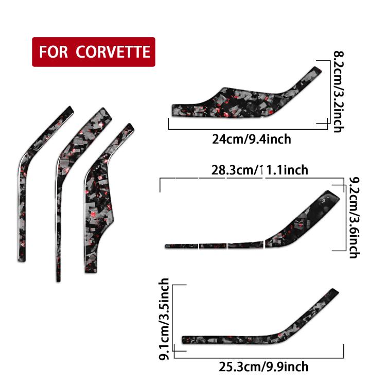 6pcs/Set Forged Gold Foil Carbon Fiber Car Inside A-pillar Horn Decorative Sticker for Chevrolet Corvette C8 2020-, Left and Right Driver(Red) - Car Interior Mouldings by buy2fix | Online Shopping UK | buy2fix