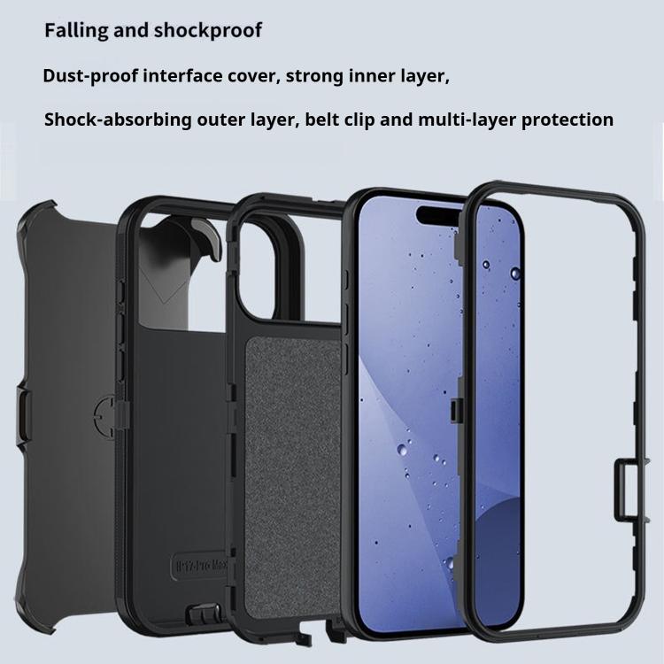 For iPhone 17 Air Kalebol Shockproof PC Hybrid TPU Phone Case with Back Clip(Black) - iPhone 17 Air Cases by Kalebol | Online Shopping UK | buy2fix