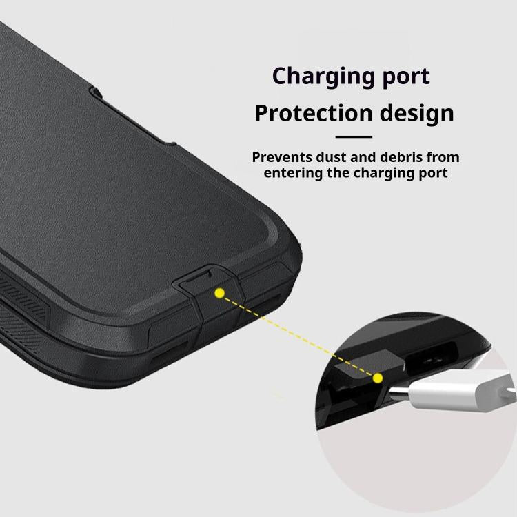 For iPhone 17 Air Kalebol Shockproof PC Hybrid TPU Phone Case with Back Clip(Black) - iPhone 17 Air Cases by Kalebol | Online Shopping UK | buy2fix