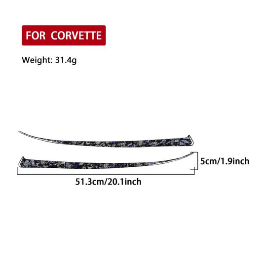 2pcs/Set Forged Gold Foil Carbon Fiber Car Front Light Below Decorative Sticker for Chevrolet Corvette C8 2020-, Left and Right Driver(Blue) - Car Interior Mouldings by buy2fix | Online Shopping UK | buy2fix