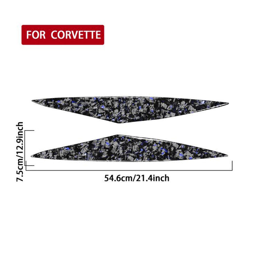 2pcs/Set Forged Gold Foil Carbon Fiber Car Front Bumper Sides Decorative Sticker for Chevrolet Corvette C8 2020-, Left and Right Driver(Blue) - Car Interior Mouldings by buy2fix | Online Shopping UK | buy2fix