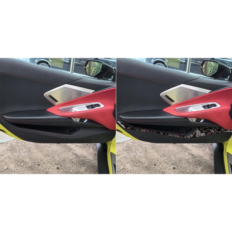 4pcs/Set Forged Gold Foil Carbon Fiber Car Door Storage Panel Decorative Sticker for Chevrolet Corvette C8 2020-, Left and Right Driver(Red) - Car Interior Mouldings by buy2fix | Online Shopping UK | buy2fix