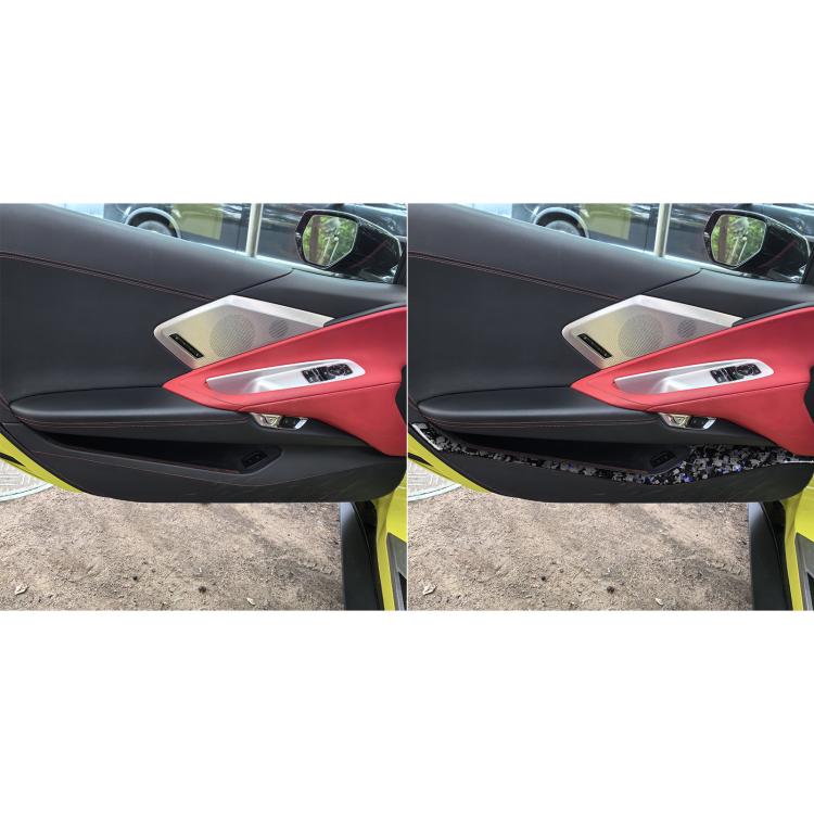 4pcs/Set Forged Gold Foil Carbon Fiber Car Door Storage Panel Decorative Sticker for Chevrolet Corvette C8 2020-, Left and Right Driver(Blue) - Car Interior Mouldings by buy2fix | Online Shopping UK | buy2fix